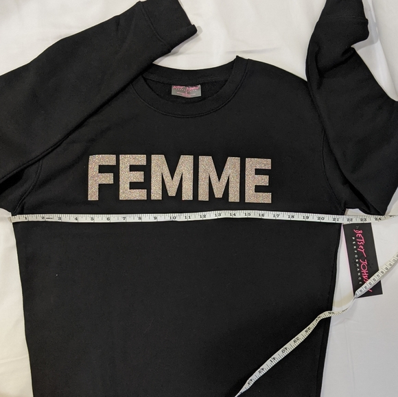 NWT Betsey Johnson Glitter Femme Sweatshirt - Picture 7 of 8